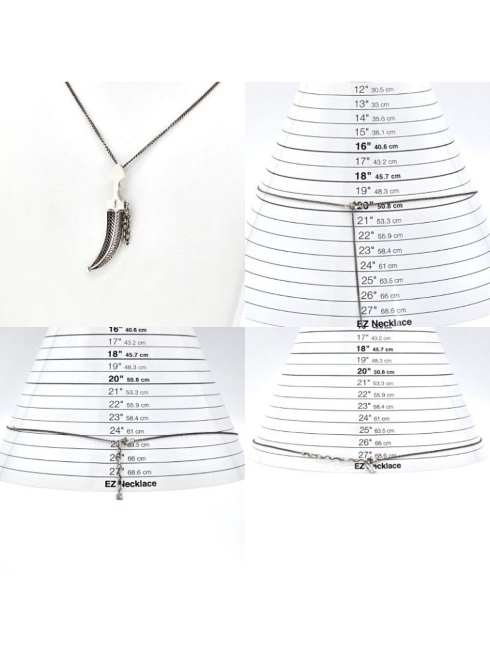 Saint Laurent Daga Knife Motif Pendant Necklace Chain 70 cm Jean Villa Arabesque - Picture 7 of 7